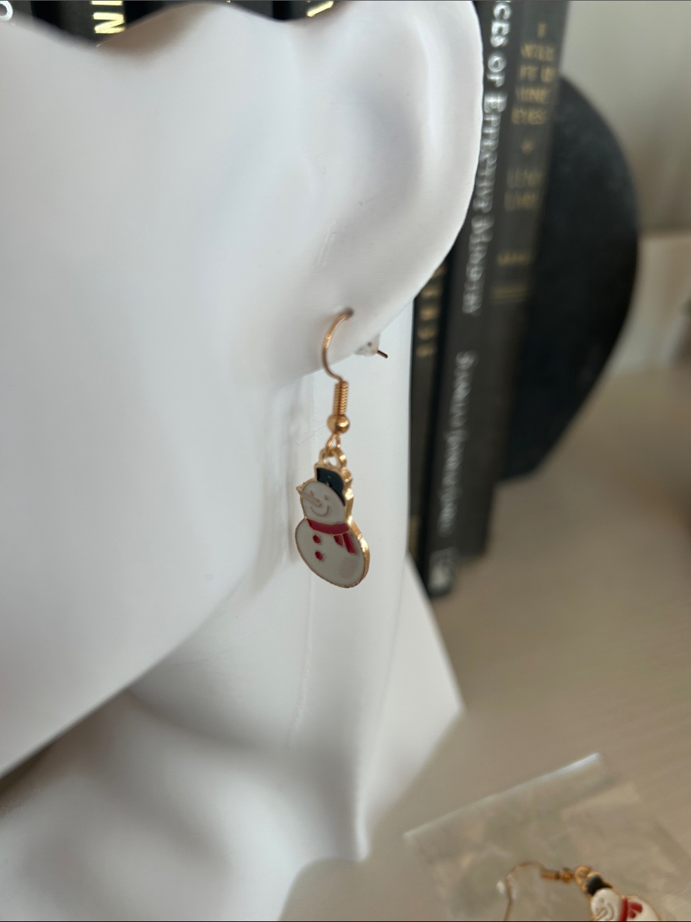 Gold Snowman Drop Earrings (NWOT) - Picture 3 of 4